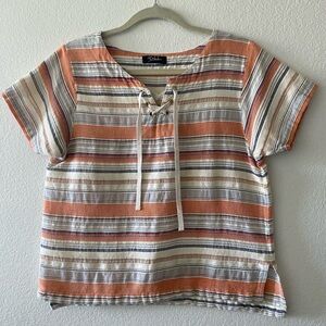 Boho Striped Tie Detail T-Shirt